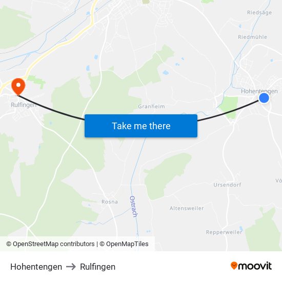 Hohentengen to Rulfingen map