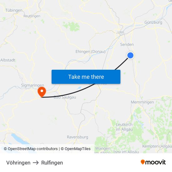 Vöhringen to Rulfingen map