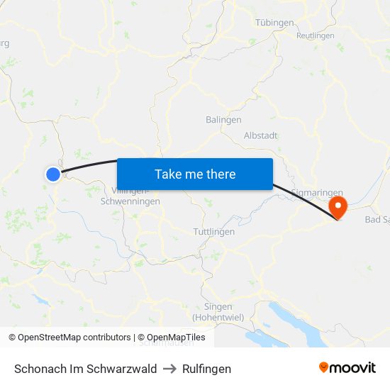 Schonach Im Schwarzwald to Rulfingen map