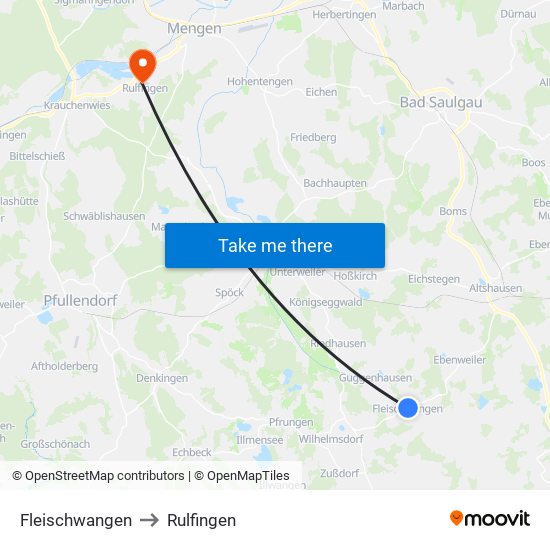 Fleischwangen to Rulfingen map