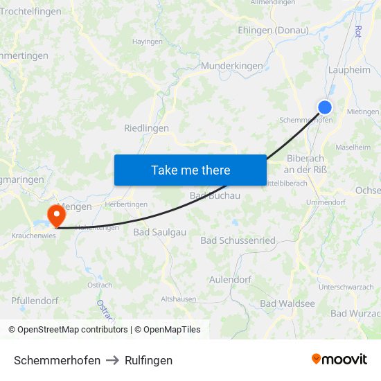 Schemmerhofen to Rulfingen map