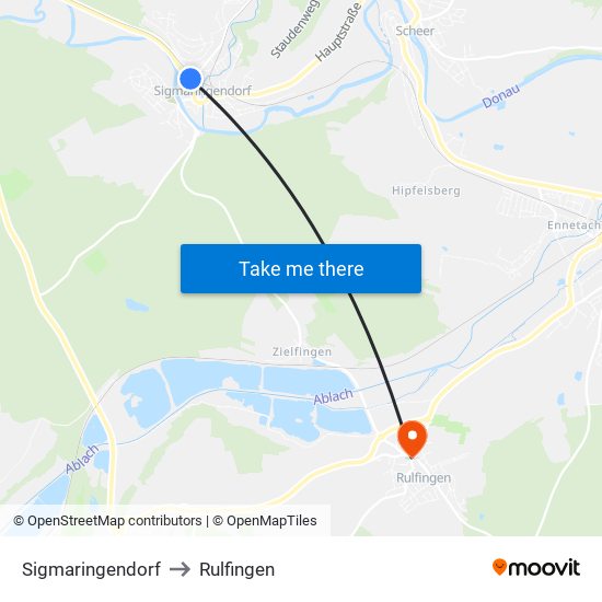 Sigmaringendorf to Rulfingen map