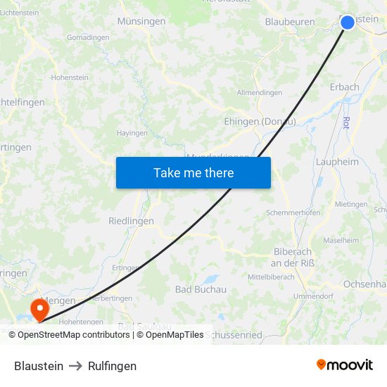 Blaustein to Rulfingen map