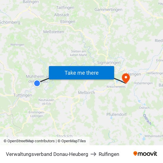 Verwaltungsverband Donau-Heuberg to Rulfingen map