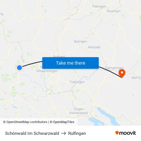 Schönwald Im Schwarzwald to Rulfingen map