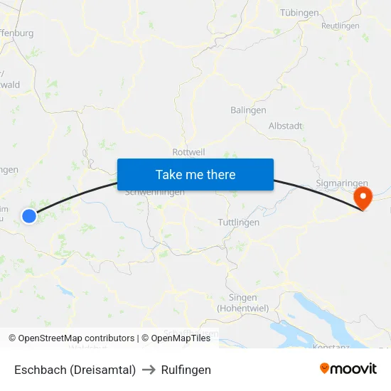 Eschbach (Dreisamtal) to Rulfingen map