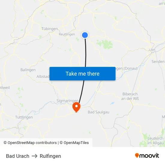 Bad Urach to Rulfingen map