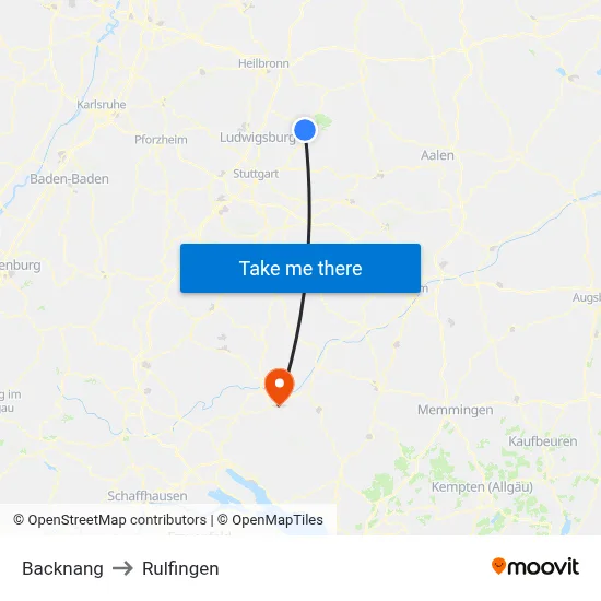 Backnang to Rulfingen map