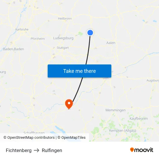Fichtenberg to Rulfingen map