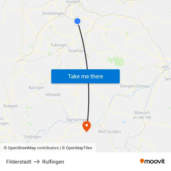 Filderstadt to Rulfingen map