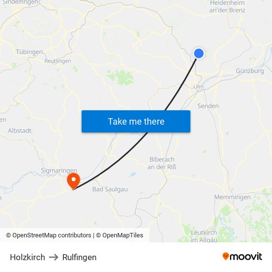 Holzkirch to Rulfingen map
