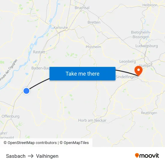 Sasbach to Vaihingen map