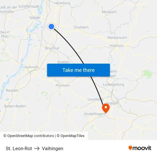 St. Leon-Rot to Vaihingen map