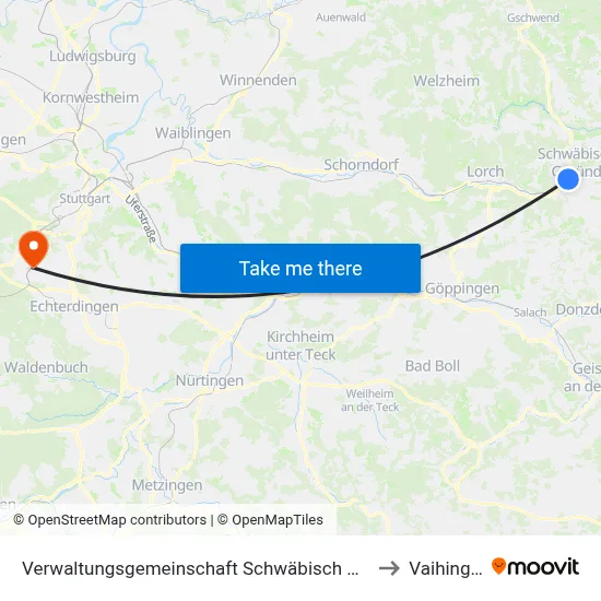 Verwaltungsgemeinschaft Schwäbisch Gmünd to Vaihingen map