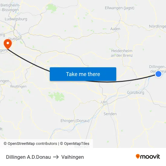 Dillingen A.D.Donau to Vaihingen map