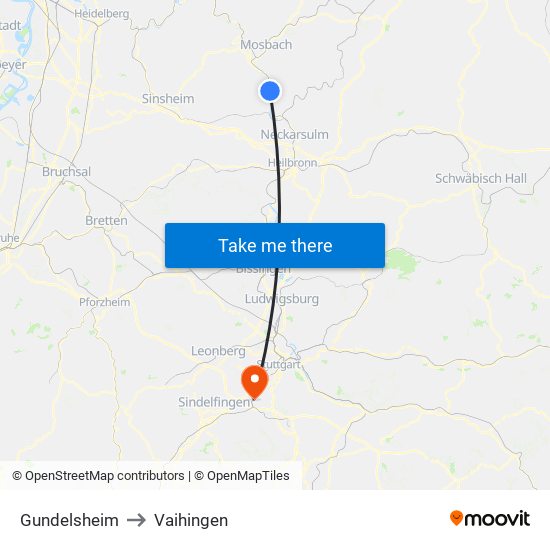 Gundelsheim to Vaihingen map