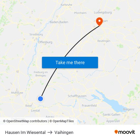 Hausen Im Wiesental to Vaihingen map