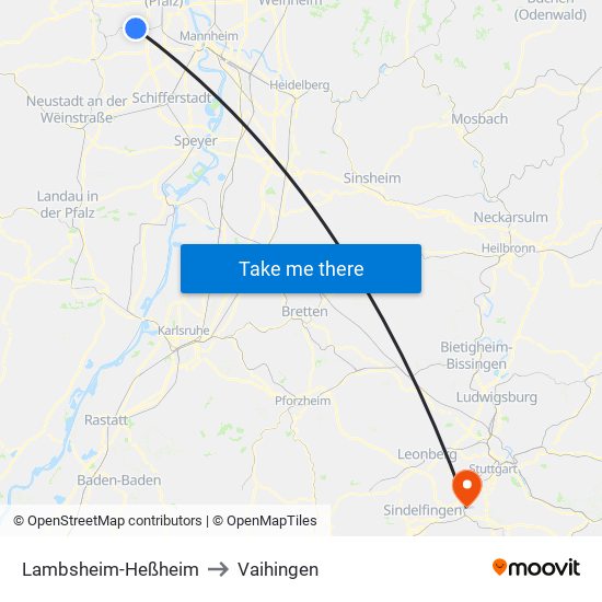 Lambsheim-Heßheim to Vaihingen map