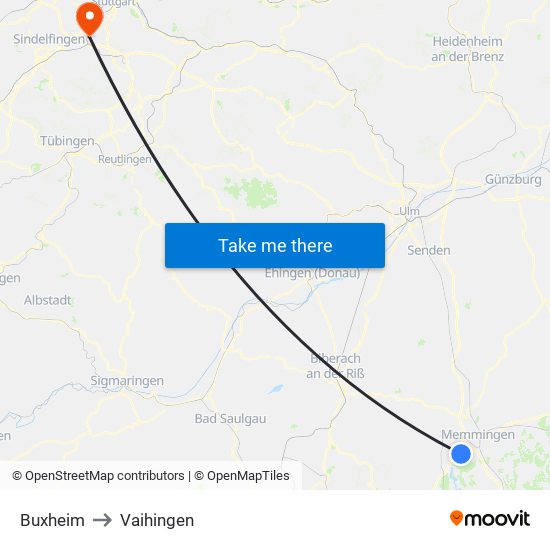 Buxheim to Vaihingen map