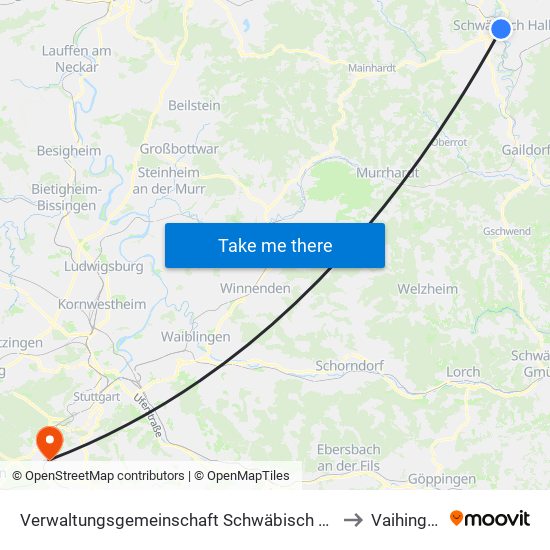 Verwaltungsgemeinschaft Schwäbisch Hall to Vaihingen map