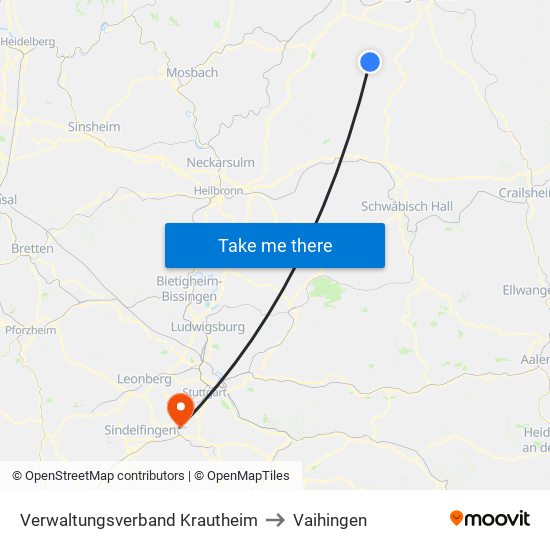 Verwaltungsverband Krautheim to Vaihingen map