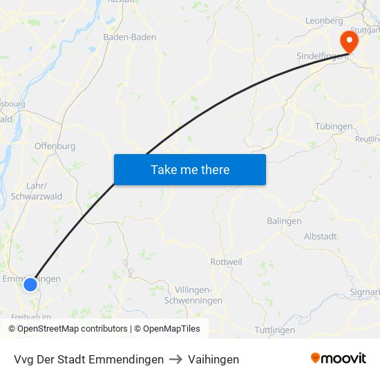 Vvg Der Stadt Emmendingen to Vaihingen map