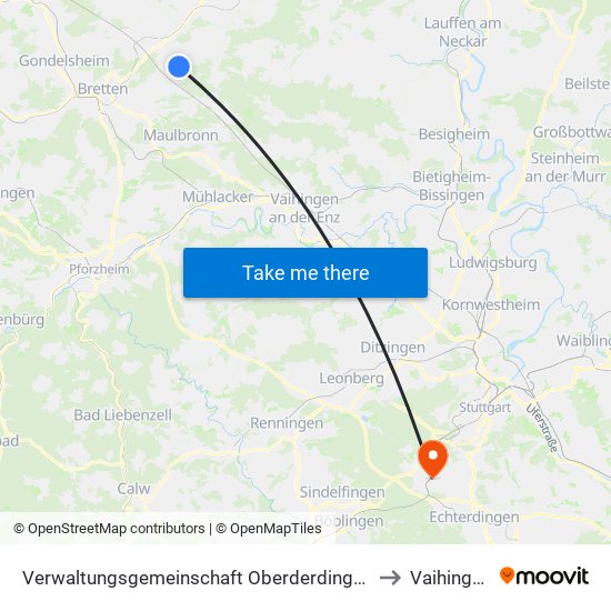 Verwaltungsgemeinschaft Oberderdingen to Vaihingen map