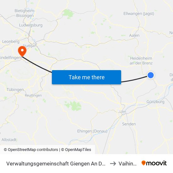 Verwaltungsgemeinschaft Giengen An Der Brenz to Vaihingen map