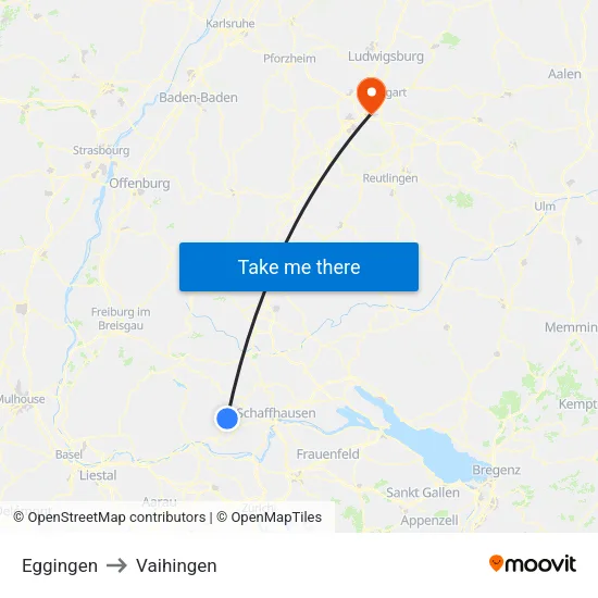Eggingen to Vaihingen map
