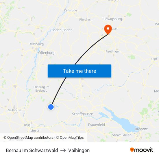 Bernau Im Schwarzwald to Vaihingen map