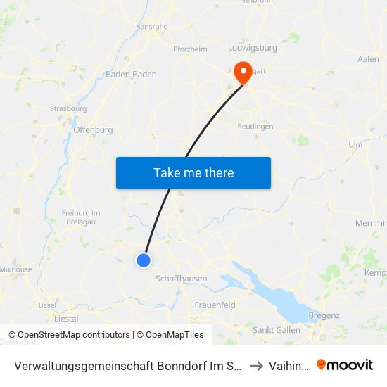 Verwaltungsgemeinschaft Bonndorf Im Schwarzwald to Vaihingen map