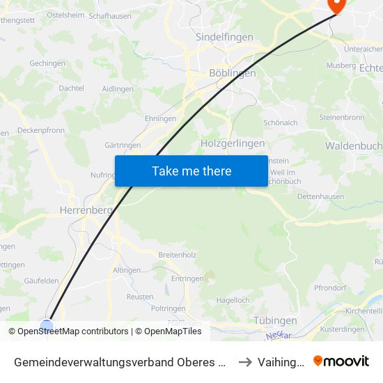 Gemeindeverwaltungsverband Oberes Gäu to Vaihingen map