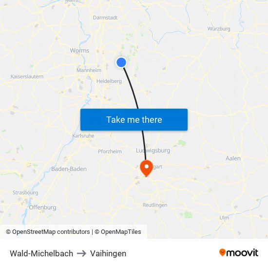 Wald-Michelbach to Vaihingen map