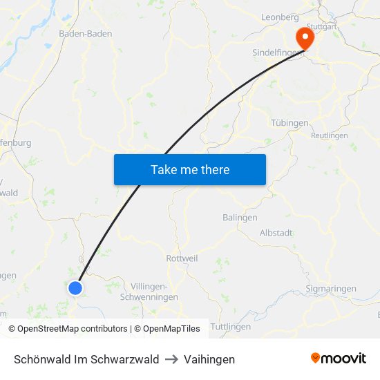 Schönwald Im Schwarzwald to Vaihingen map