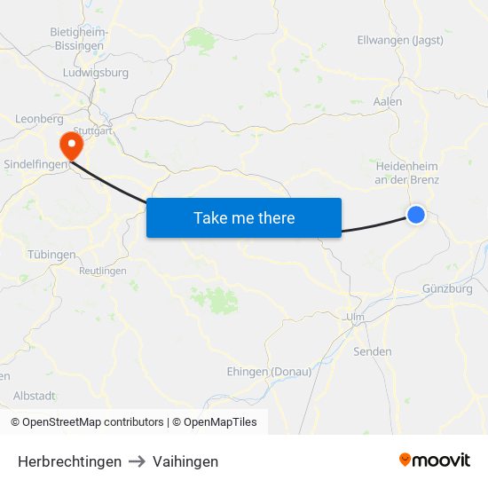 Herbrechtingen to Vaihingen map