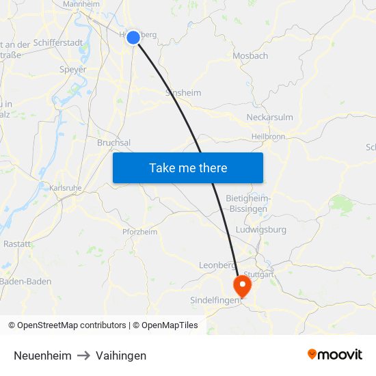 Neuenheim to Vaihingen map