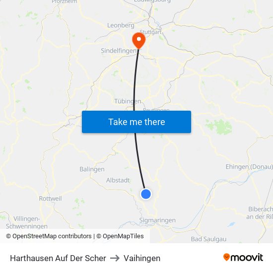 Harthausen Auf Der Scher to Vaihingen map