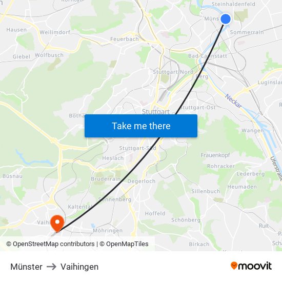 Münster to Vaihingen map