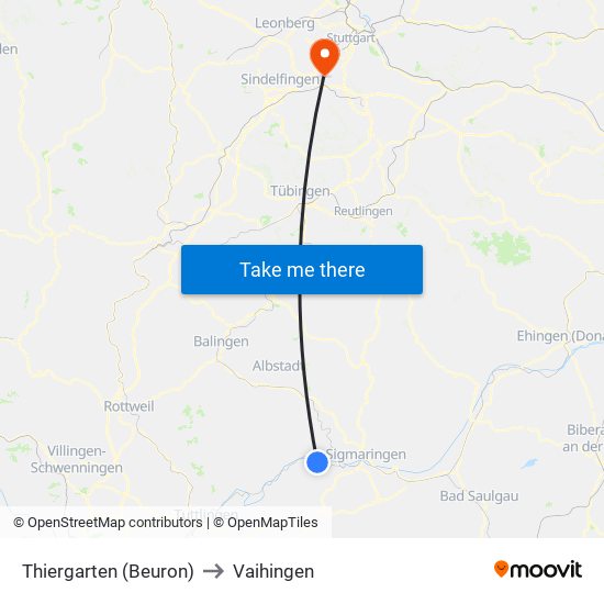 Thiergarten (Beuron) to Vaihingen map