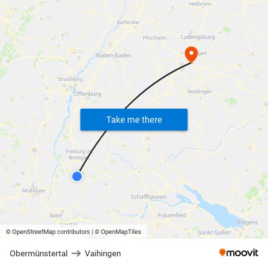 Obermünstertal to Vaihingen map