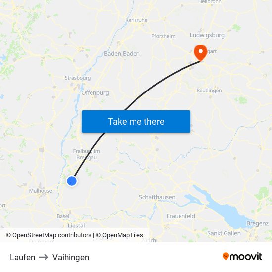 Laufen to Vaihingen map