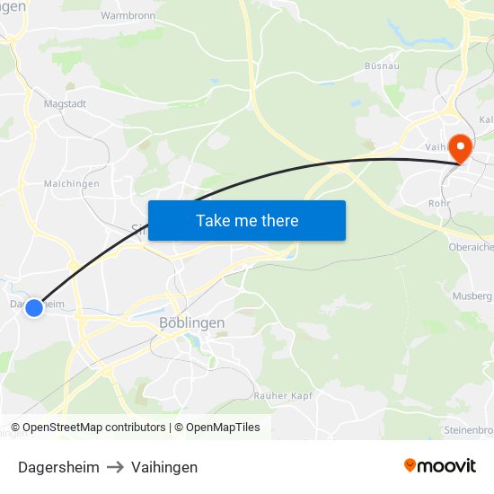 Dagersheim to Vaihingen map