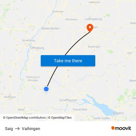 Saig to Vaihingen map