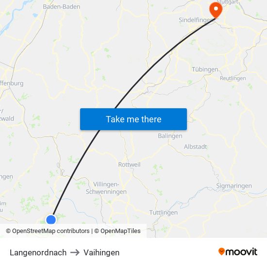 Langenordnach to Vaihingen map