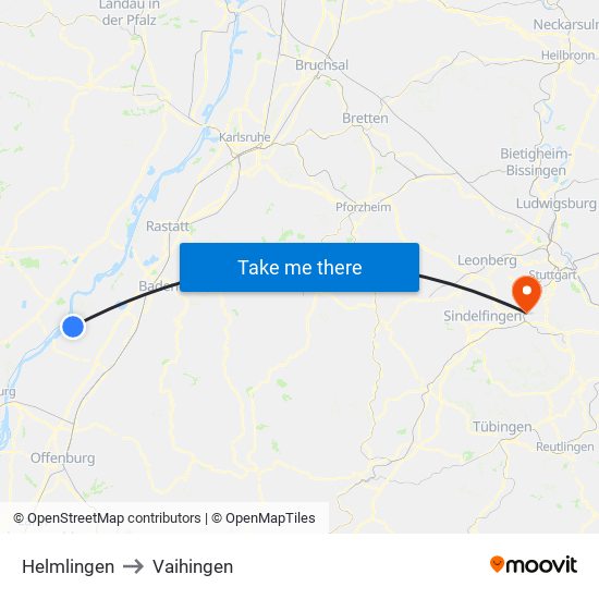 Helmlingen to Vaihingen map