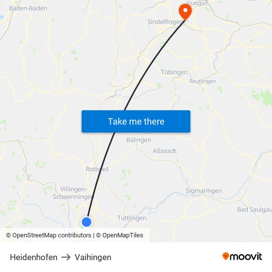 Heidenhofen to Vaihingen map