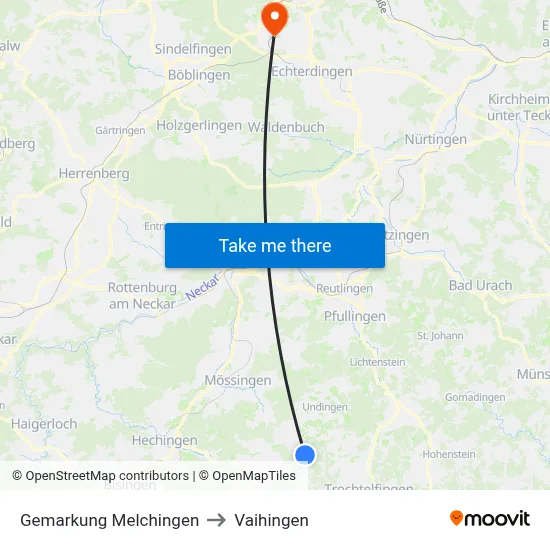 Gemarkung Melchingen to Vaihingen map