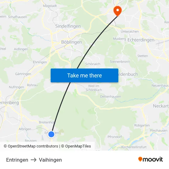 Entringen to Vaihingen map