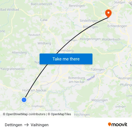 Dettingen to Vaihingen map