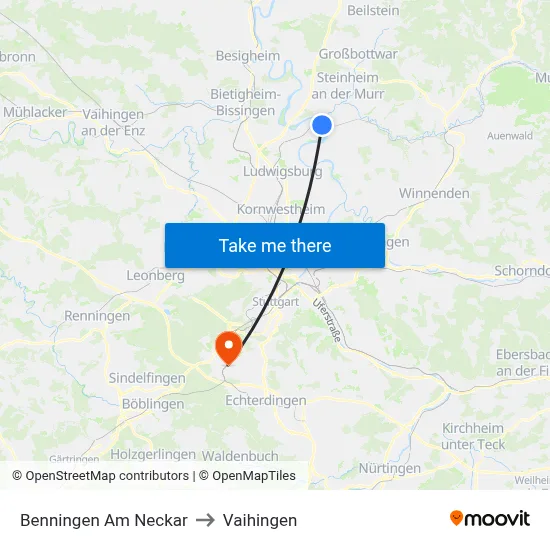 Benningen Am Neckar to Vaihingen map